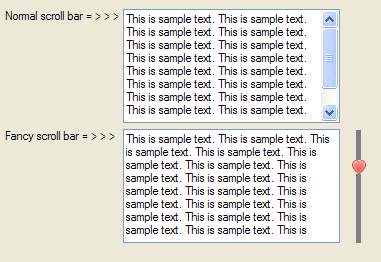 Standard scroll bar and fancy scroll bar