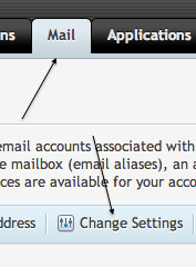 Mail tab then Change Settings button