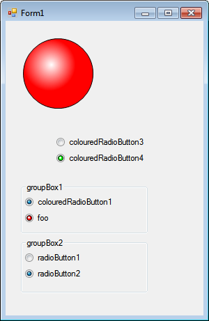 Form1 - Displaying Coloured Radio Buttons