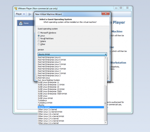 screen shot of different options to choose from in the new virtual machine wizard