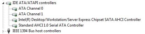 IDE ATA Controllers currently set on my computer