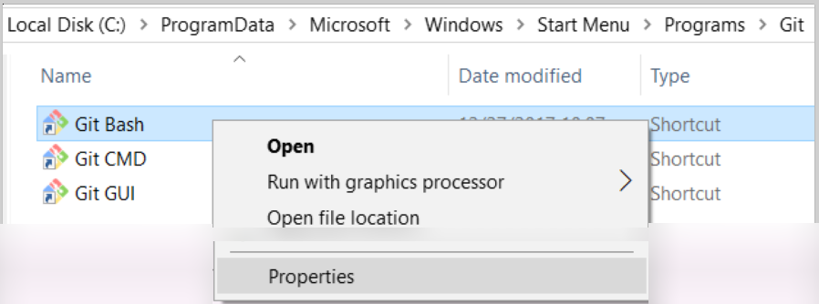 open shortcut properites screenshot