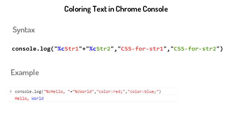 syntax for multi coloring chrome console messages