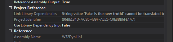 String value 'False is the new truth!' cannot be translated to any value from type Boolean.