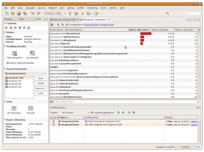 Visual profiling in Netbeans