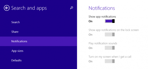 screenshot of settings