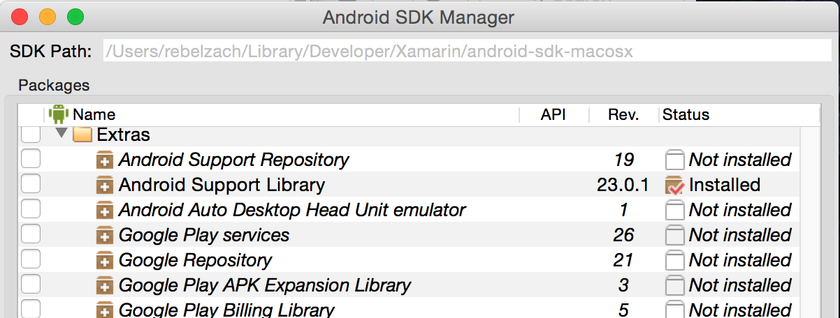 Android SDK Manager Window Screenshot