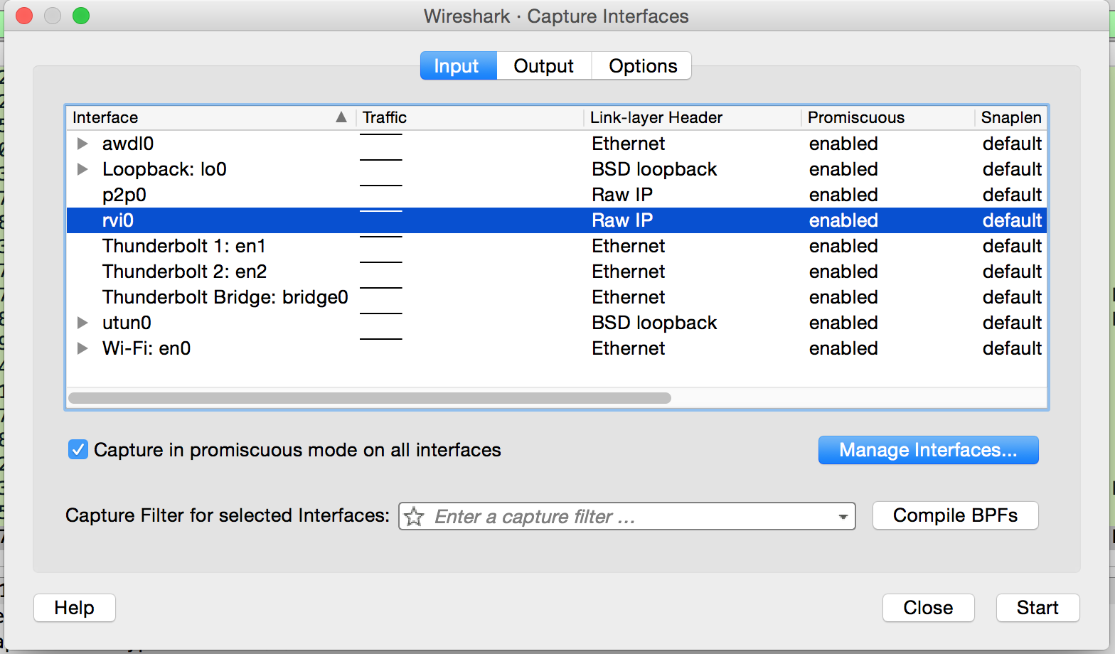 Wireshark Capture Options Dialog Box
