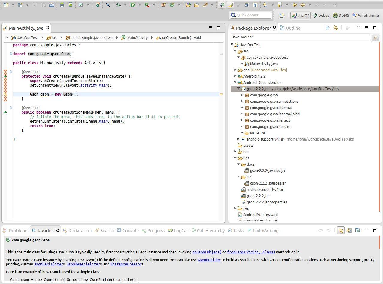 Eclipse test project screenshot